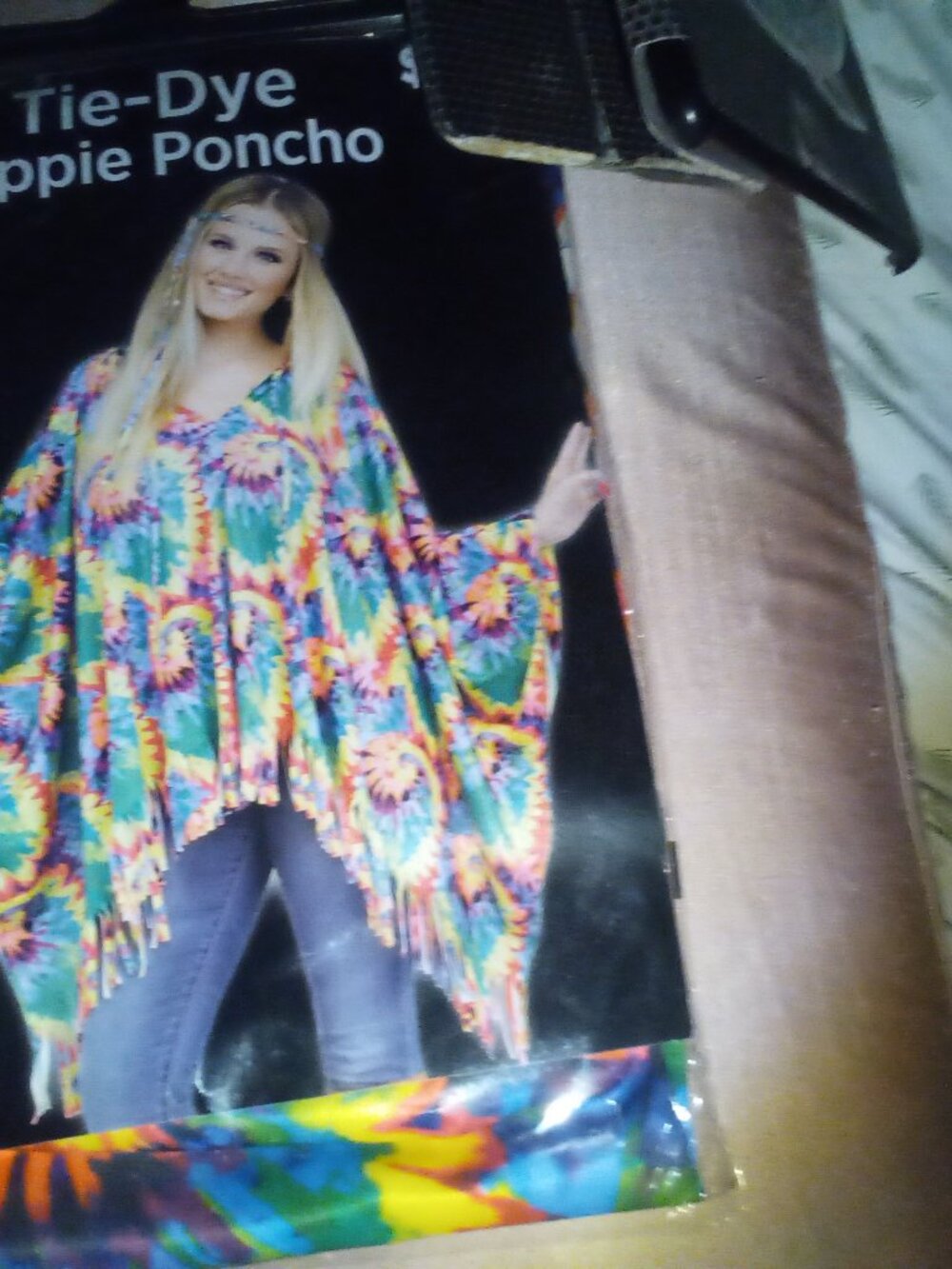 Tie-Dye Hippie Poncho and Headband multicolor one size fits most adults 12.00